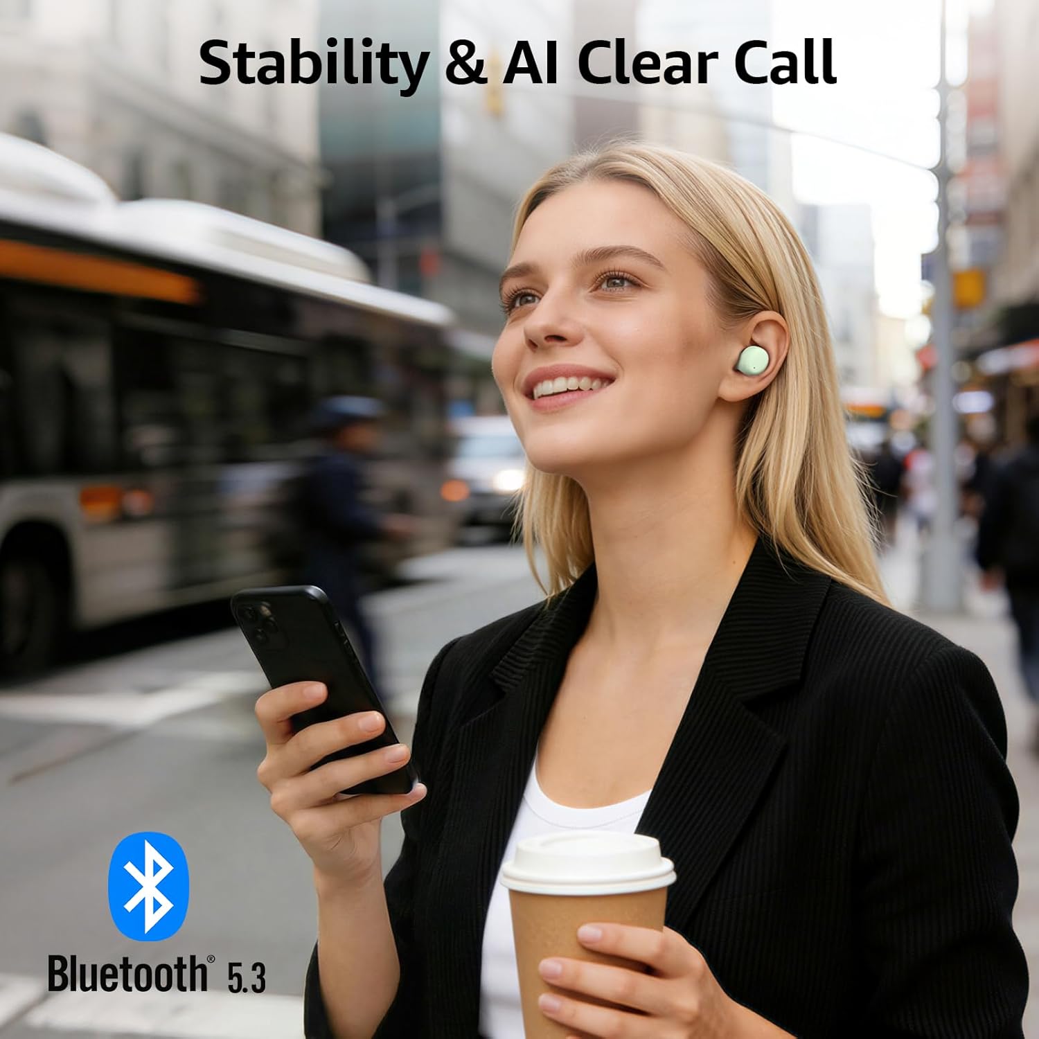 TOZO T6 Wireless Earbuds, Bluetooth 5.3 Ear Buds, Stereo Sound in Ear Headphones, 50 Hours Playtime, Wireless Charging Case, APP Customizable EQs, IPX8 Waterproof Earphones