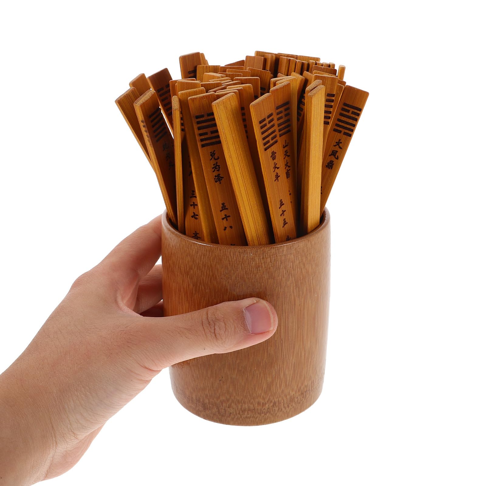 BESPORTBLE Set Bastoncini Divinazione Bamboo 64 Esagrammi per Meditazione e Profezia, Strumento Tradizionale Cinese Portatile con Guida e Immagine, per Studenti e Praticanti Taoismo