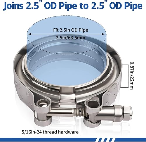 Miniatura 11 de 2 kits de abrazadera de brida de banda en V, abrazadera de banda en V de escape de acero inoxidable de 3 pulgadas con brida plana de liberación