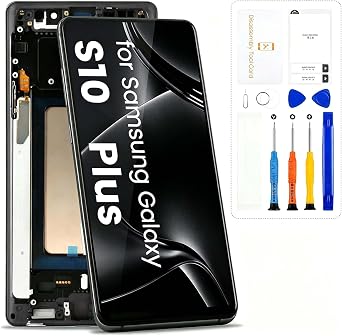 for Samsung Galaxy S10 Plus Screen Replacement with Frame,Incell | for G975F G975FW SM-G975U,S10+ LCD Display Digitizer Touchscreen Assembly,No Fingerprint,Includes Repair Tools