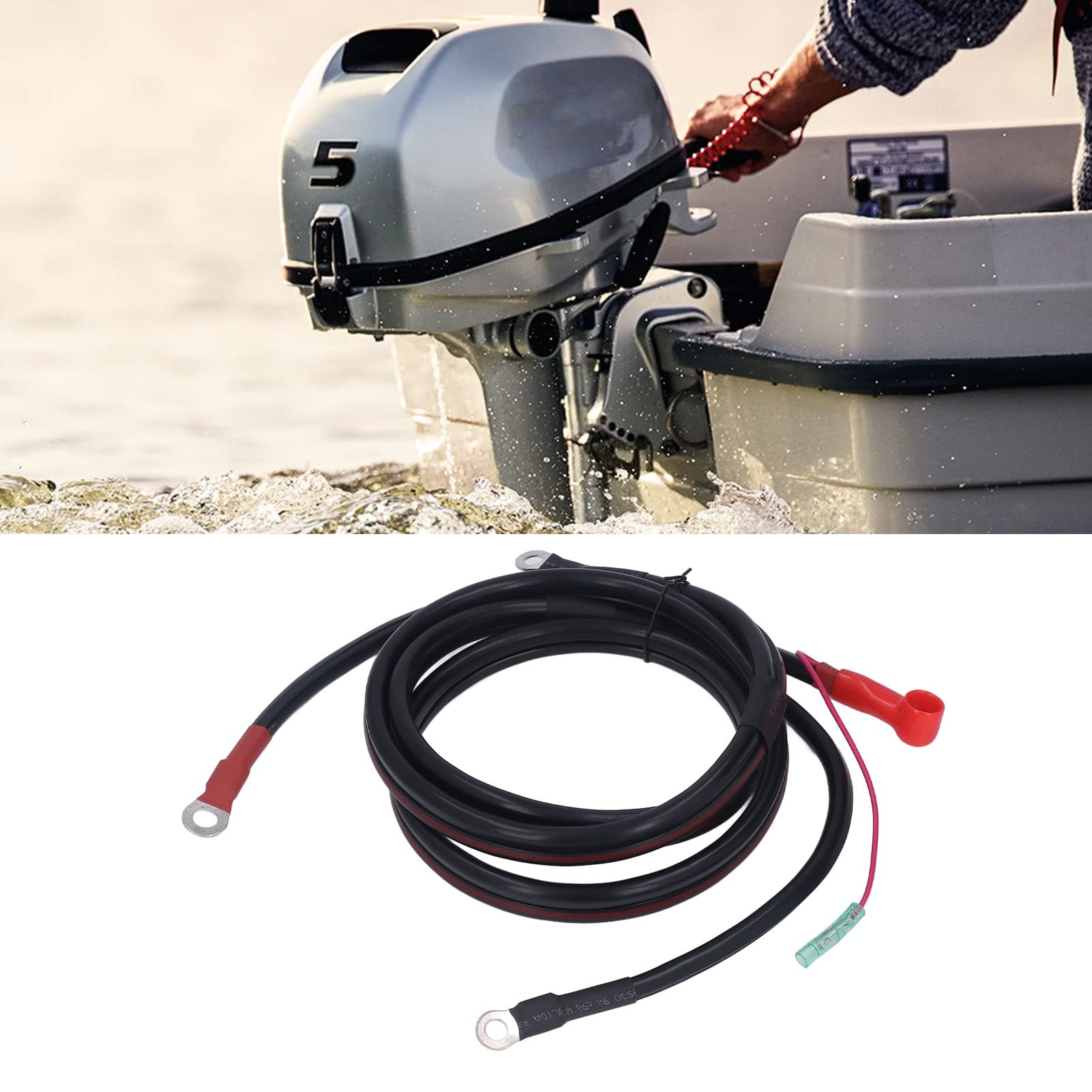 Dioche Câble de Batterie de Remplacement en Cuivre Pur Outbo2M pour Moteur Hors-bord Parsun - étanche et Anti-poussière, Facile à Installer