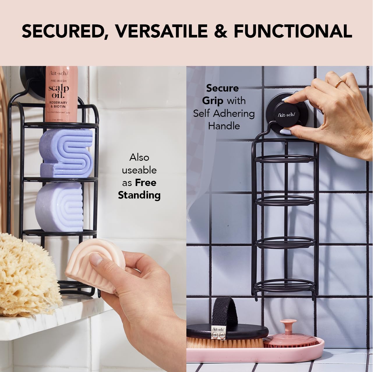 Kitsch Tea Tree & Mint Clarifying Bar Shampoo & Stainless Steel Shower Caddy with Suction Cup with Discount