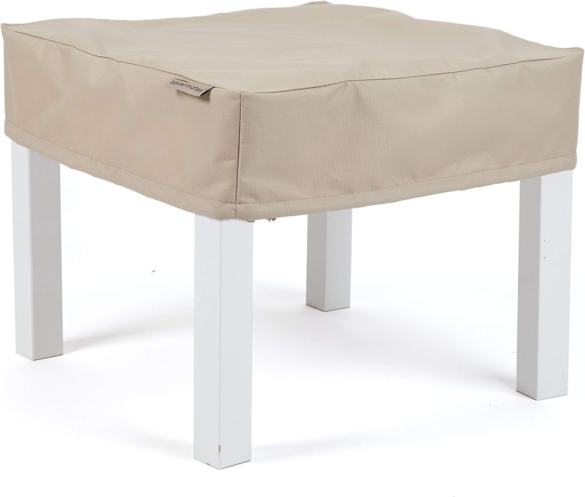 Covermates Square Table Top Cover - Heavy-Duty Polyester, Weather Resistant, Drawcord Hem, Middle Buckle Strap, Patio Table Covers-Ripstop Tan