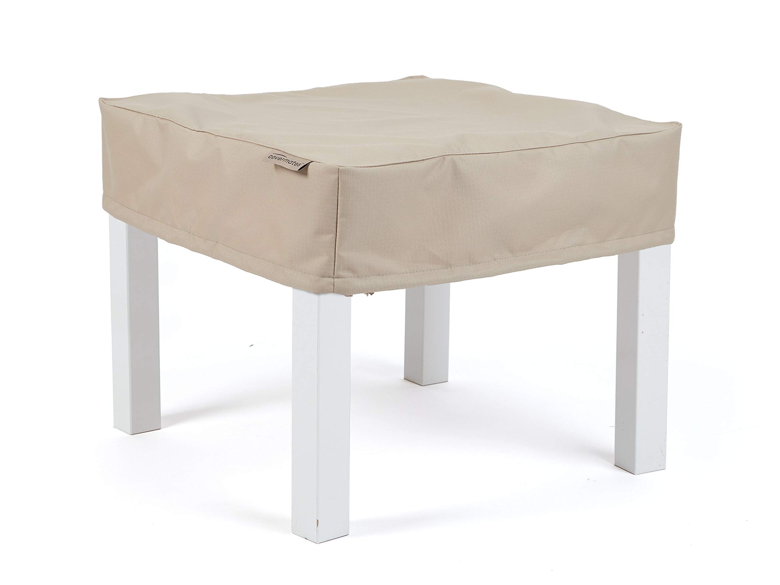 Covermates Square Table Top Cover - Heavy-Duty Polyester, Weather Resistant, Drawcord Hem, Middle Buckle Strap, Patio Table Covers-Ripstop Tan