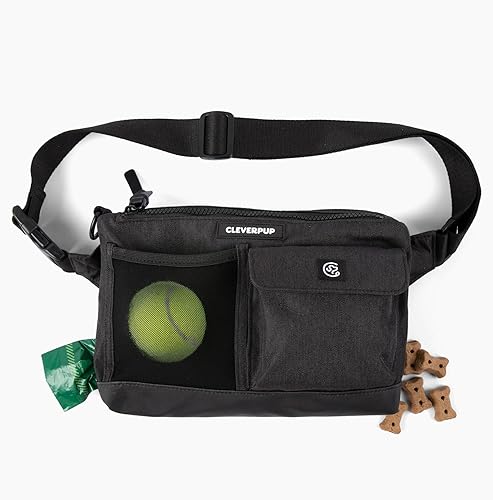 Bolsa para pasear y tren para perros Bolsa de golosinas 2 en 1 manos libres, soporte para bolsa de excrementos, clicker, bolsillo para teléfono