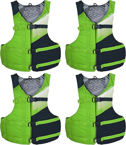 Vista 32 de Stohlquist Universal Fit Adult Life Jacket PFD (4 Pack) Coast Guard Approved, for Men and Women 90+ lbs, Lightweight Neoprene and Adjustable, Ideal