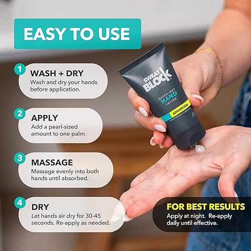 Miniatura 5 de SweatBlock Loción antitranspirante de manos para palmas sudorosas, 1.69 onzas líquidas, tamaño de viaje, tratamiento de hiperhidrosis de secado