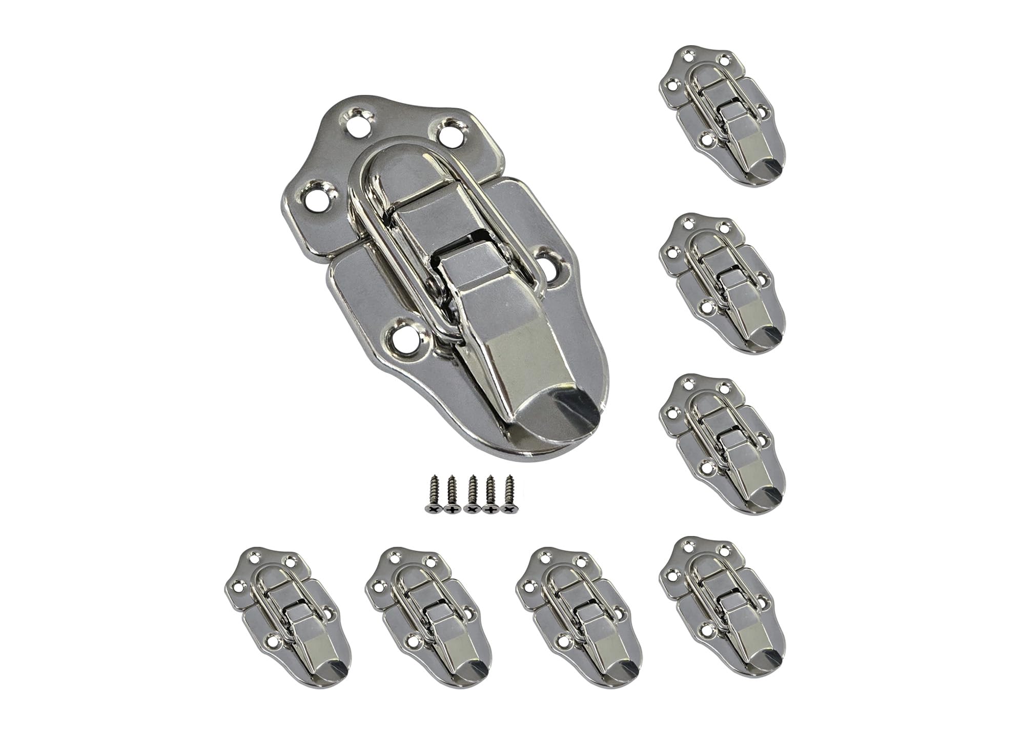 QCAA Toggle Hasp Latch for Small Metal Box, 38mm x 70mm, Nickel, Made in Taiwan, 8 Pack