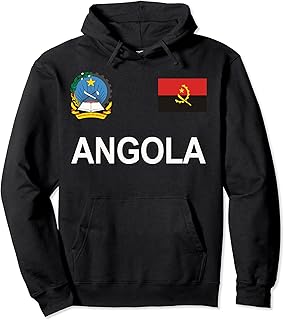Sports-style National Crest and Flag of Angola Pullover Hoodie