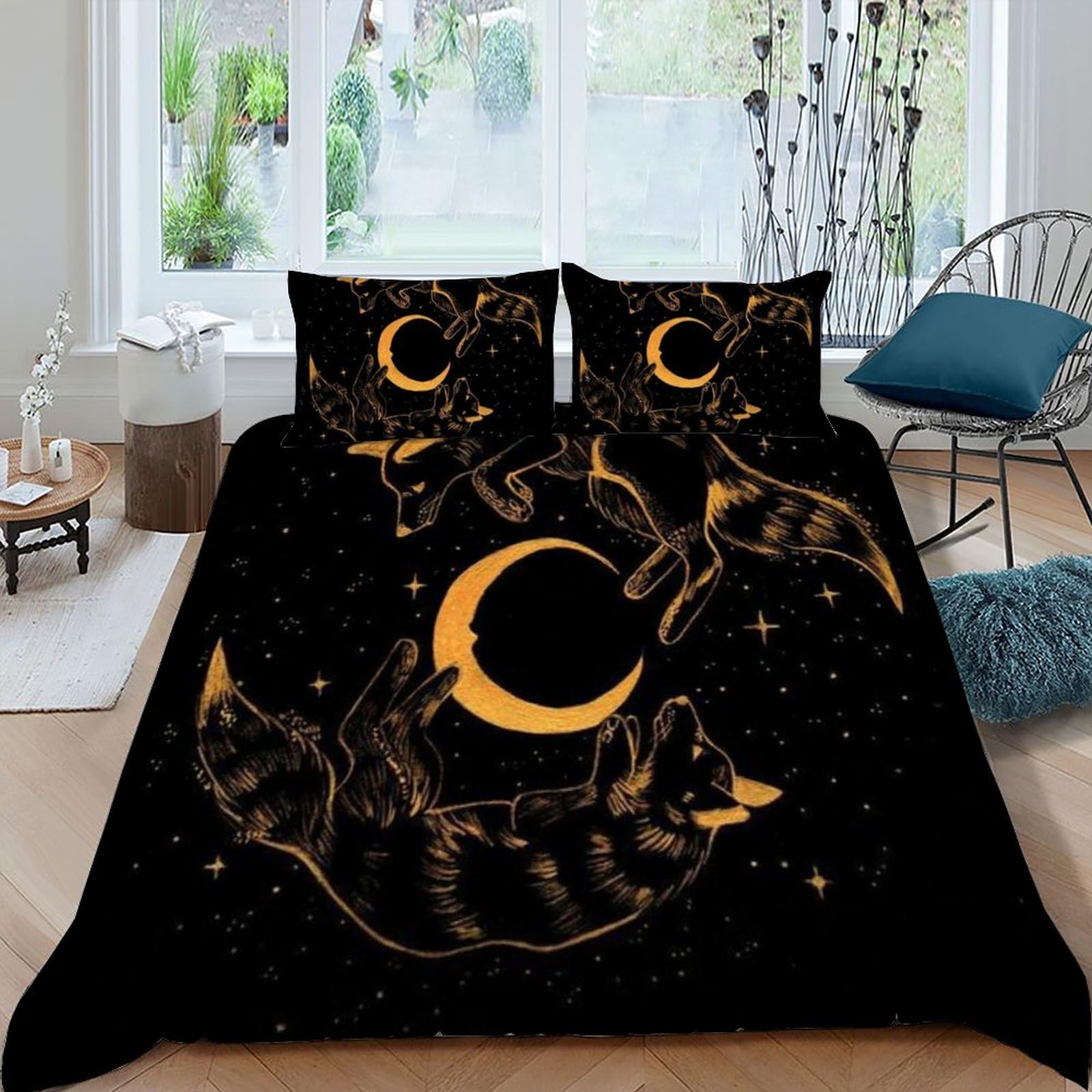 Housse de couette renard 3 pièces microfibre king size 220x240 avec fermeture éclair