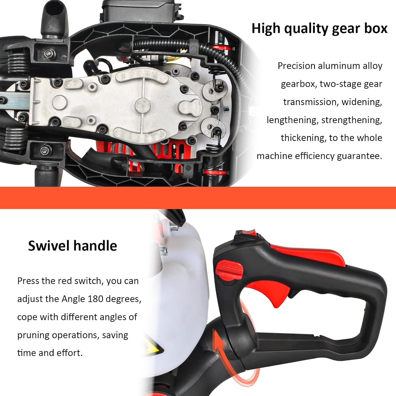 26cc 2 Cycle Hedge Trimmer, Gas Powered 24 Inch Dual Sided Hedge Trimmer with Rotating Handle, Suitable for Gardener Professional Landscaper Home User