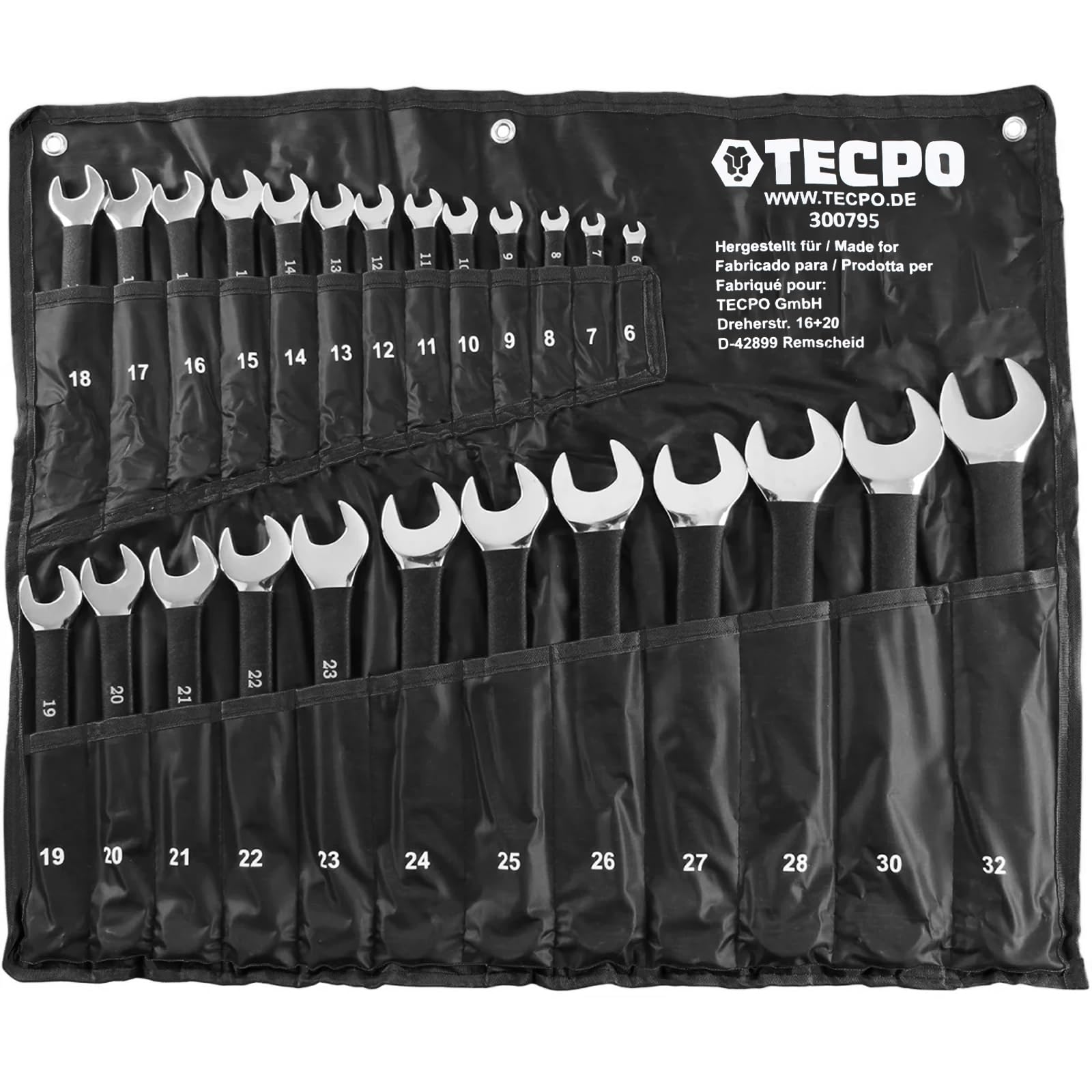 TECPO Set di chiavi combinate, 6 – 32 mm, antiscivolo, 25 pezzi