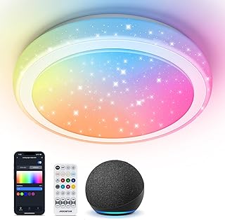 Aigostar Mesh LED Ceiling Light Smart Bluetooth Mesh, Ø39 cm, 24 W, Alexa Ceiling Light, 2650LM, 3000K-6500K and RGB Dimma…
