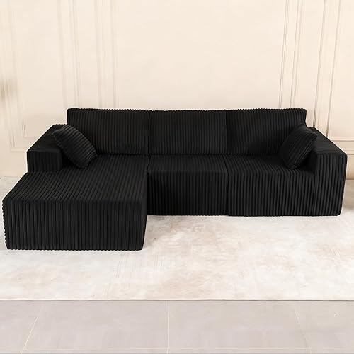 Miniatura 8 de Modular Sectional Sofa with Chaise, L-Shape Cloud Couch Deep Seat Upholstered Couches, Modern Modular Sectional Sofa for Living Room