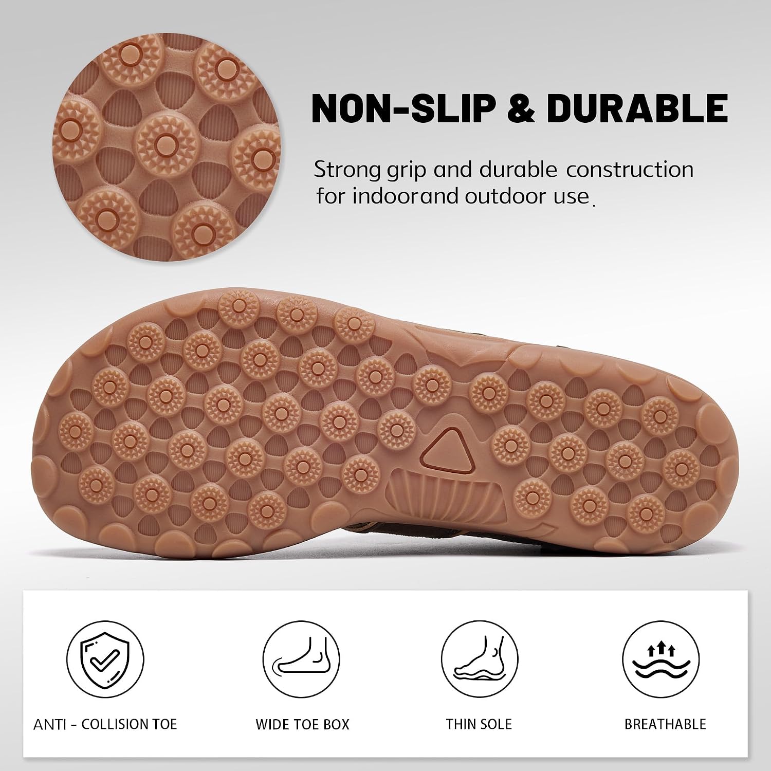 SILENTCARE Men's Wide Barefoot Shoes Sneakers Minimalist Zero-Drop Sole Wide Toe Box, Optimal Traction for Gym Walking Travel