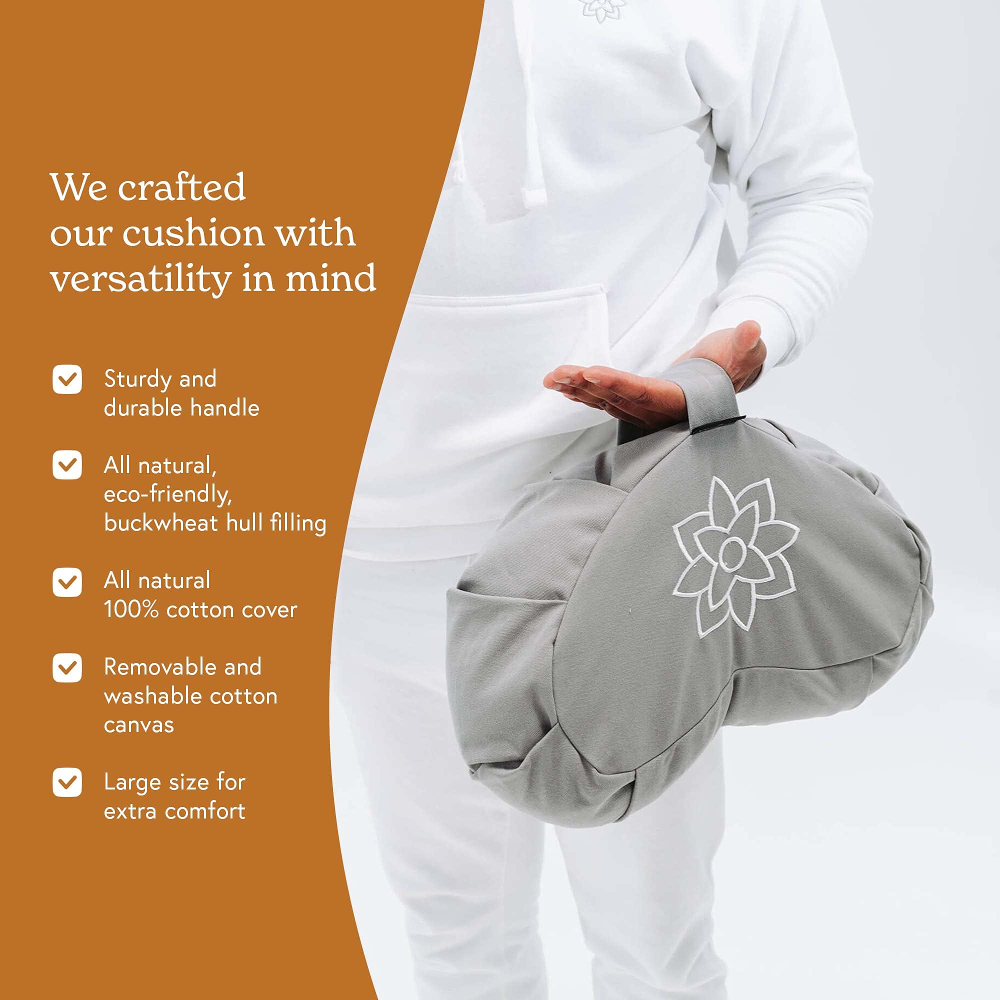 Mindful and Modern Large Crescent Meditation Cushion Half Moon Yoga