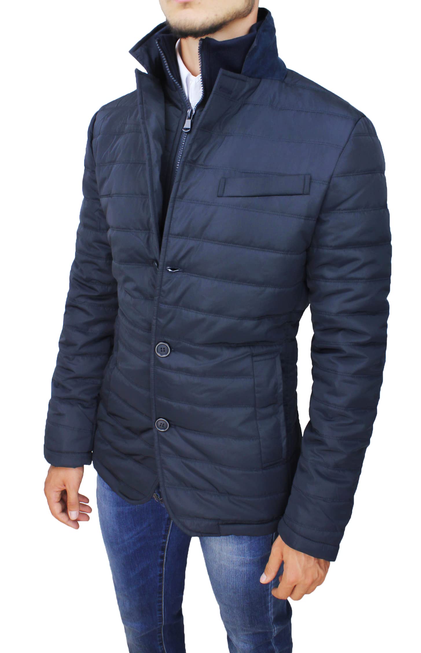 Evoga Giubbotto piumino uomo Sartoriale blu nero elegante casual Slim Fit giacca impermeabile