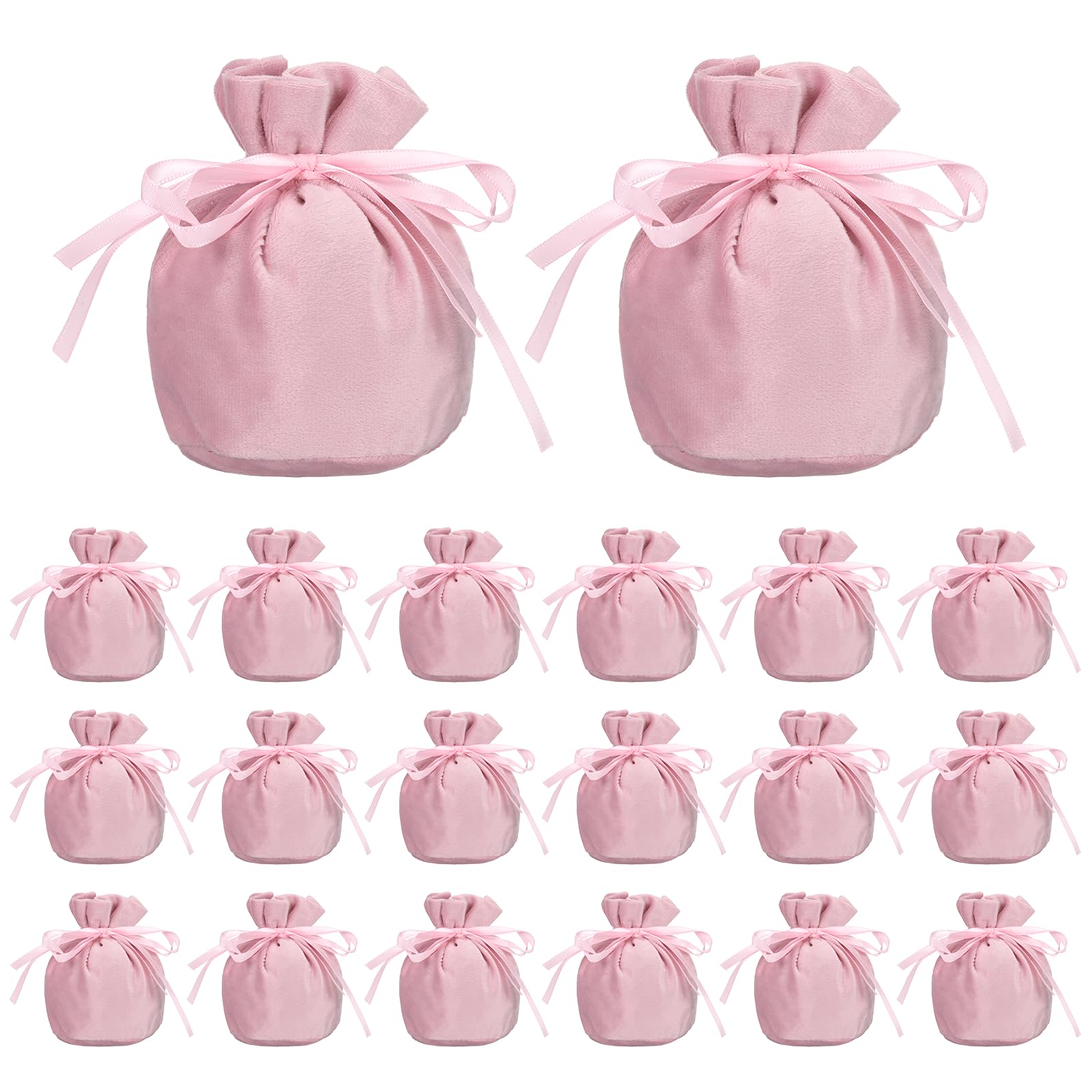 PATIKIL Velvet Drawstring Bags, (6 x 5 Inch, Pink) (20 Pcs), Flannel Jewelry Bags Mini Candy Packaging Storage Pouches, Suit for - Wedding/Favor/Party/Birthday