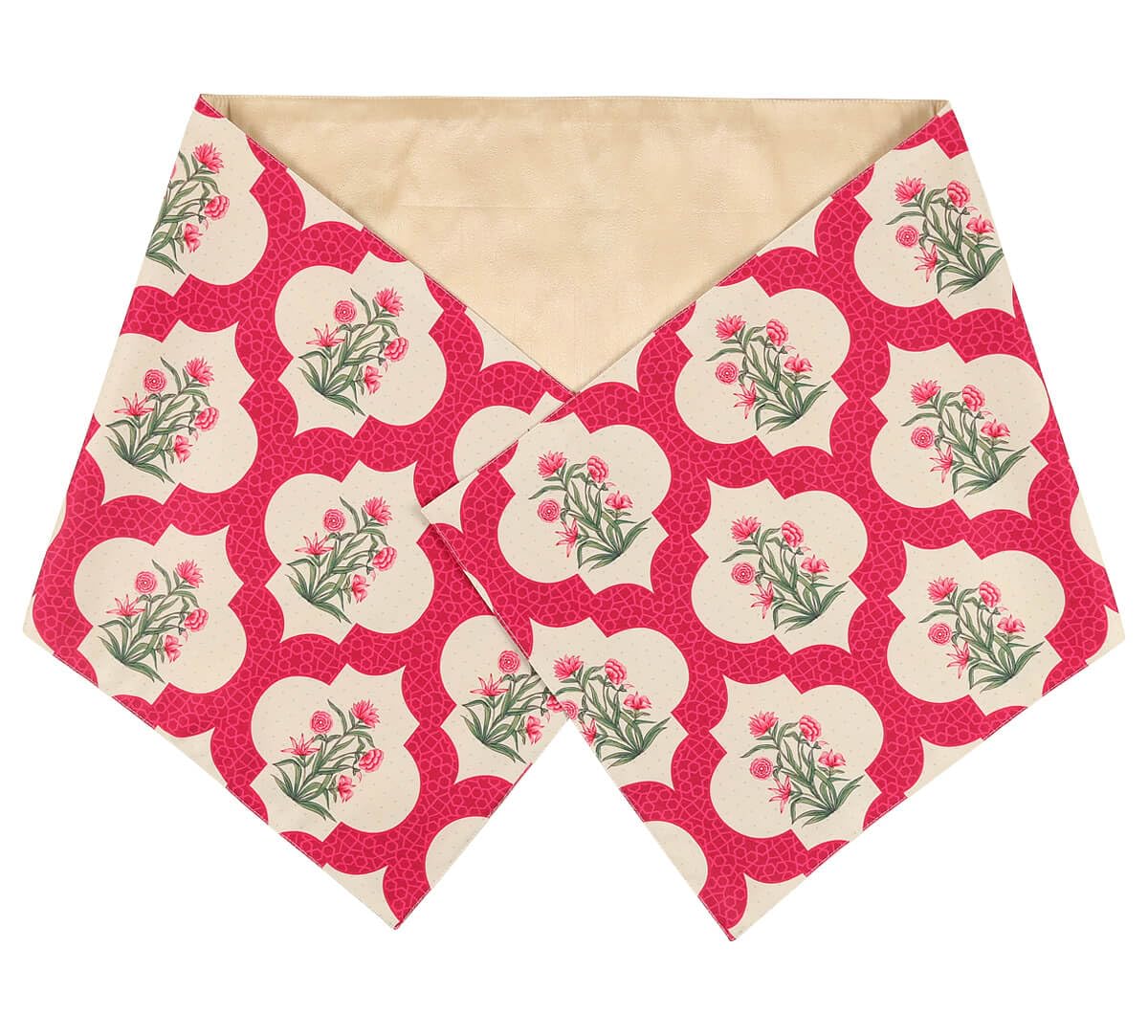 India Circus by Krsnaa Mehta Poppy Flower Scarlet Printed Printed Blended Canvas 4 Seater Table and Bed Runner (56 x 14 inches) 1