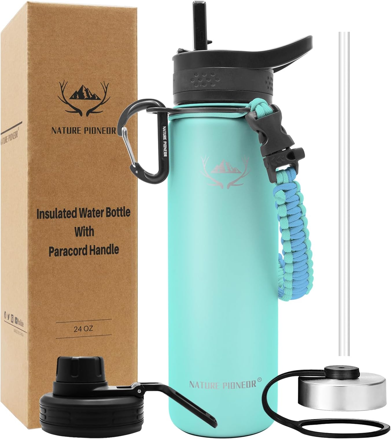 NATURE PIONEOR Insulated Water Bottles with Paracord Handle