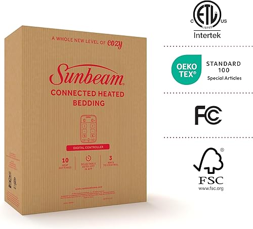 Miniatura 11 de Sunbeam Almohadilla de colchón de poliéster con conexión Wi-Fi, manta eléctrica, 10 ajustes de calor, tamaño Queen