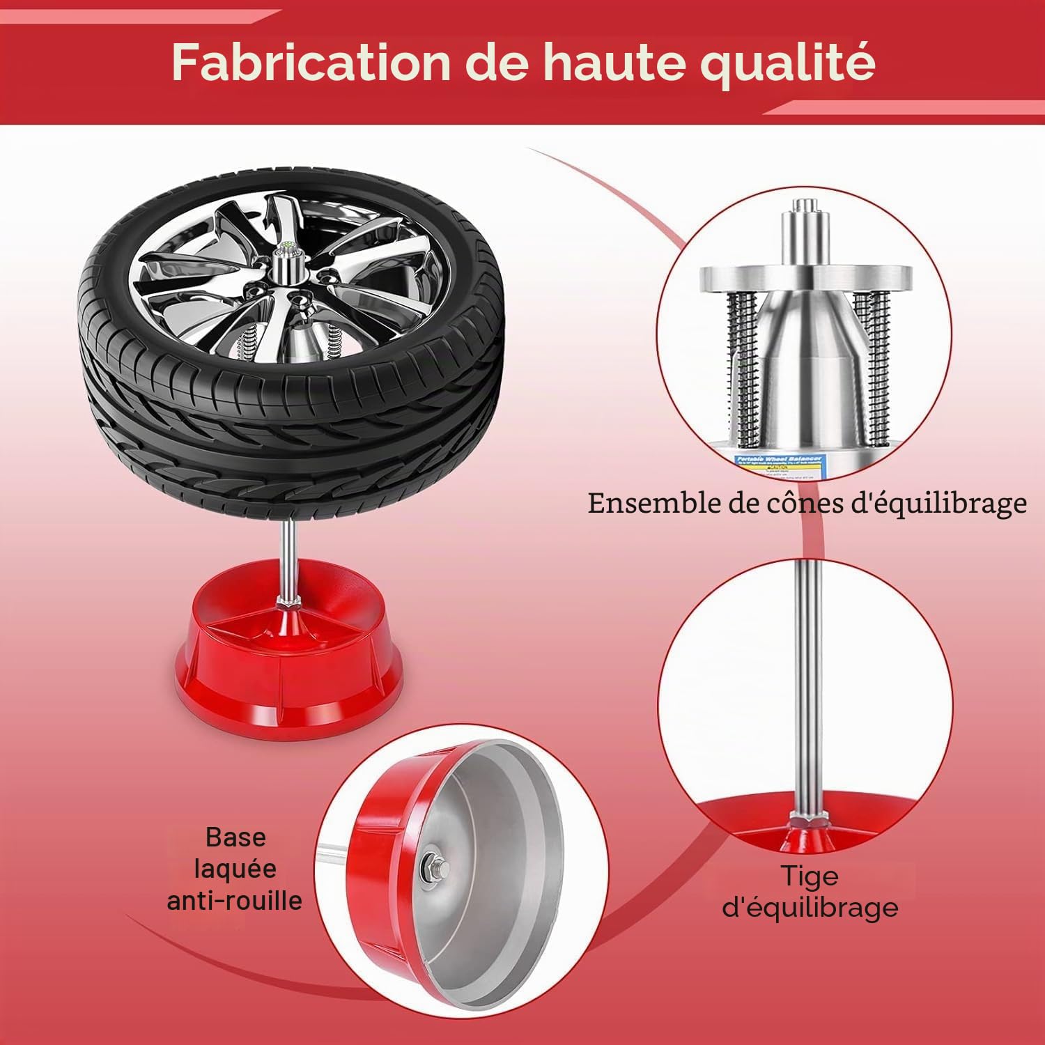 Équilibreur de Pneu de Voiture, Camion de Voiture Van Bike Portable Moyeux de Roue Pneu Balancer Niveau à Bulle Heavy Duty Bord pour Voiture, Coffre Léger, Ramassage