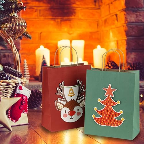 Miniatura 4 de BagDream Bolsas de regalo de 10 x 5 x 13 pulgadas, 25 bolsas de papel kraft de rayas rojas, bolsas de compras, bolsas de Mechandise, bolsas de venta