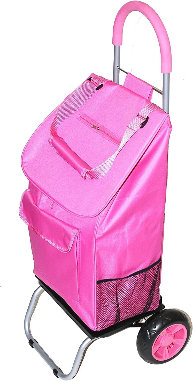 dbest products Shopping Grocery Foldable Cart Storage Mom, Polyester, Pink