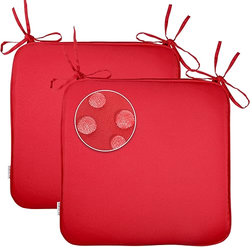 GUEGLSA Cojines de asiento impermeables para interiores y exteriores, 16 x 16 pulgadas, cojín para silla de patio con lazos, lavable a máquina, para