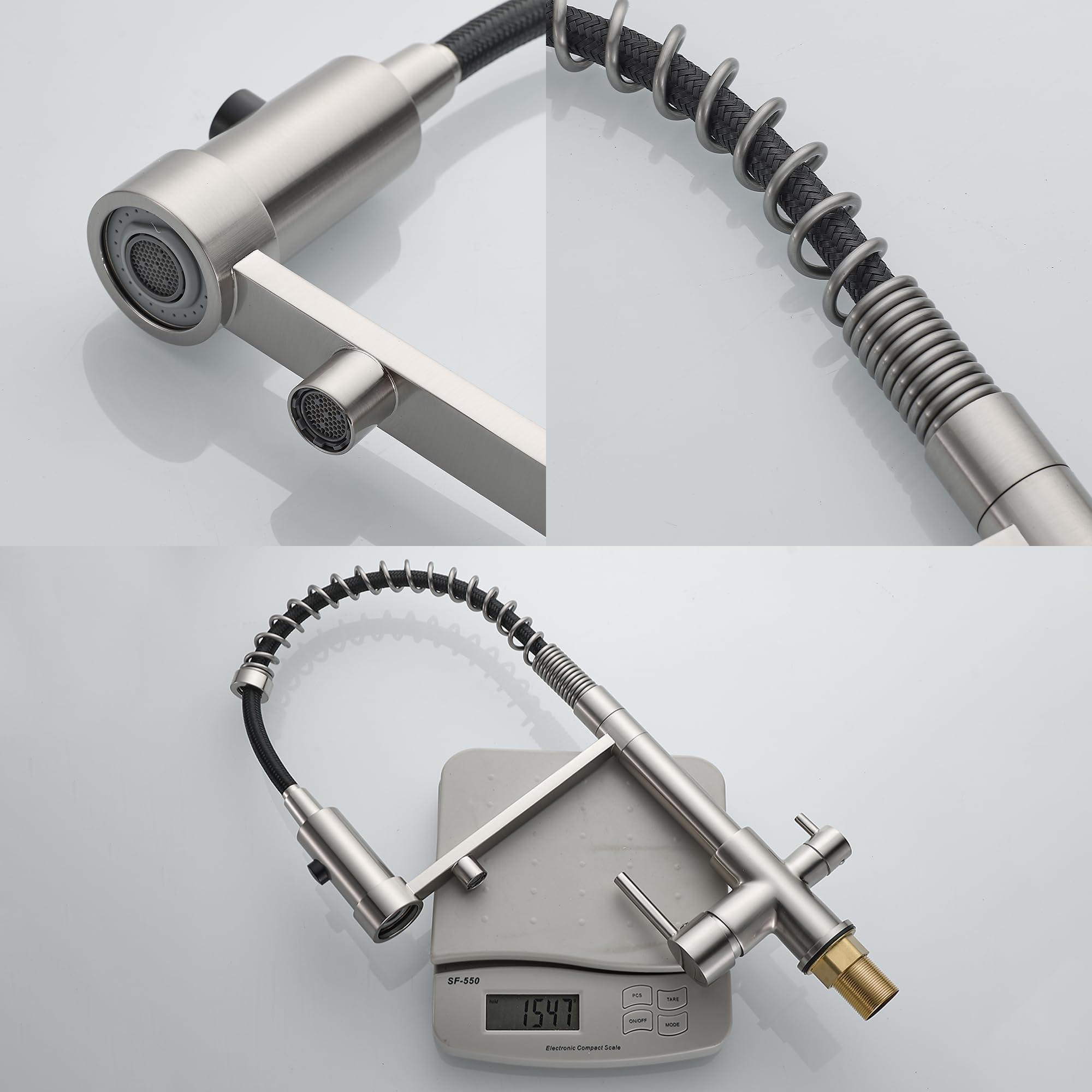 Robinet de cuisine 3 voies extensible en laiton 3 en 1 pour filtre à eau Nickel brossé