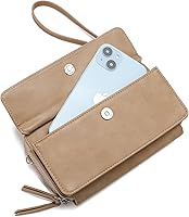 Vista 3 de Lanyani Cartera cruzada RFID con bolsillo para teléfono para mujer, cuero vegano