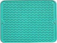 Vista 5 de Dependable Industries Silicone Drying Mat, 16"x12" - Grooved Design, Heat-Resistant, Non-Slip, BPA-Free - For Dishes, Cutlery, Pots, Pans (Sky Blue)