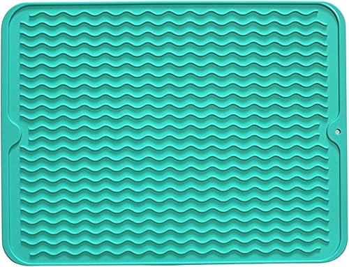Dependable Industries - Tapete de secado de silicona, 16 x 12 pulgadas, diseño ranurado, resistente al calor, antideslizante, sin BPA, para platos,