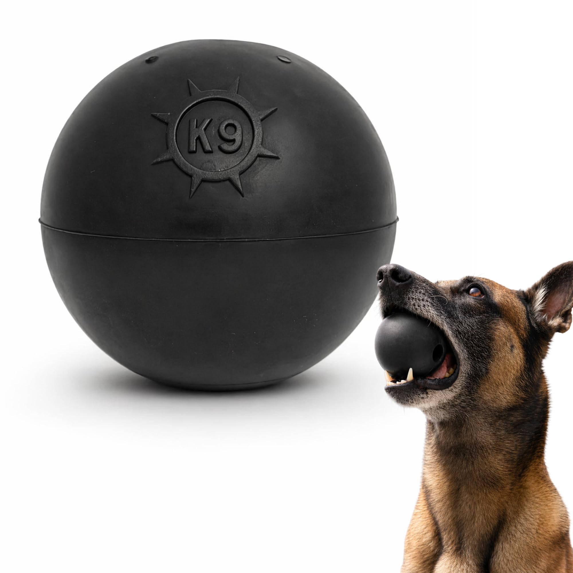 Monster K9 unzerstörbarer Hundeball, robustes, strapazierfähiges Hundespielzeug für aggressive Kauer, sicherer, ungiftiger Naturkautschuk, Kauen, Trainieren und Apportieren, mittelgroße/große Rassen