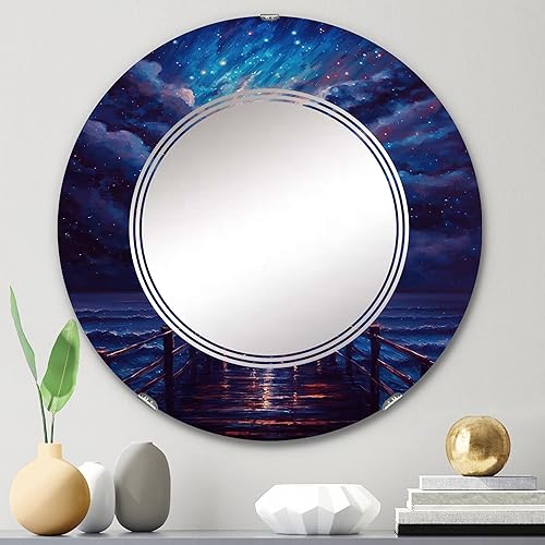 Miniatura 7 de DesignQ Luz al final del muelle durante la noche tormentosa III espejo de tocador, espejos de baño, espejos de pared para sala de estar, dormitorio,