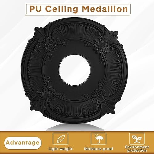Miniatura 3 de Medallón de techo de poliuretano, medallón decorativo para ventilador de techo, redondo, iluminación del hogar, anillo de medallón de techo para