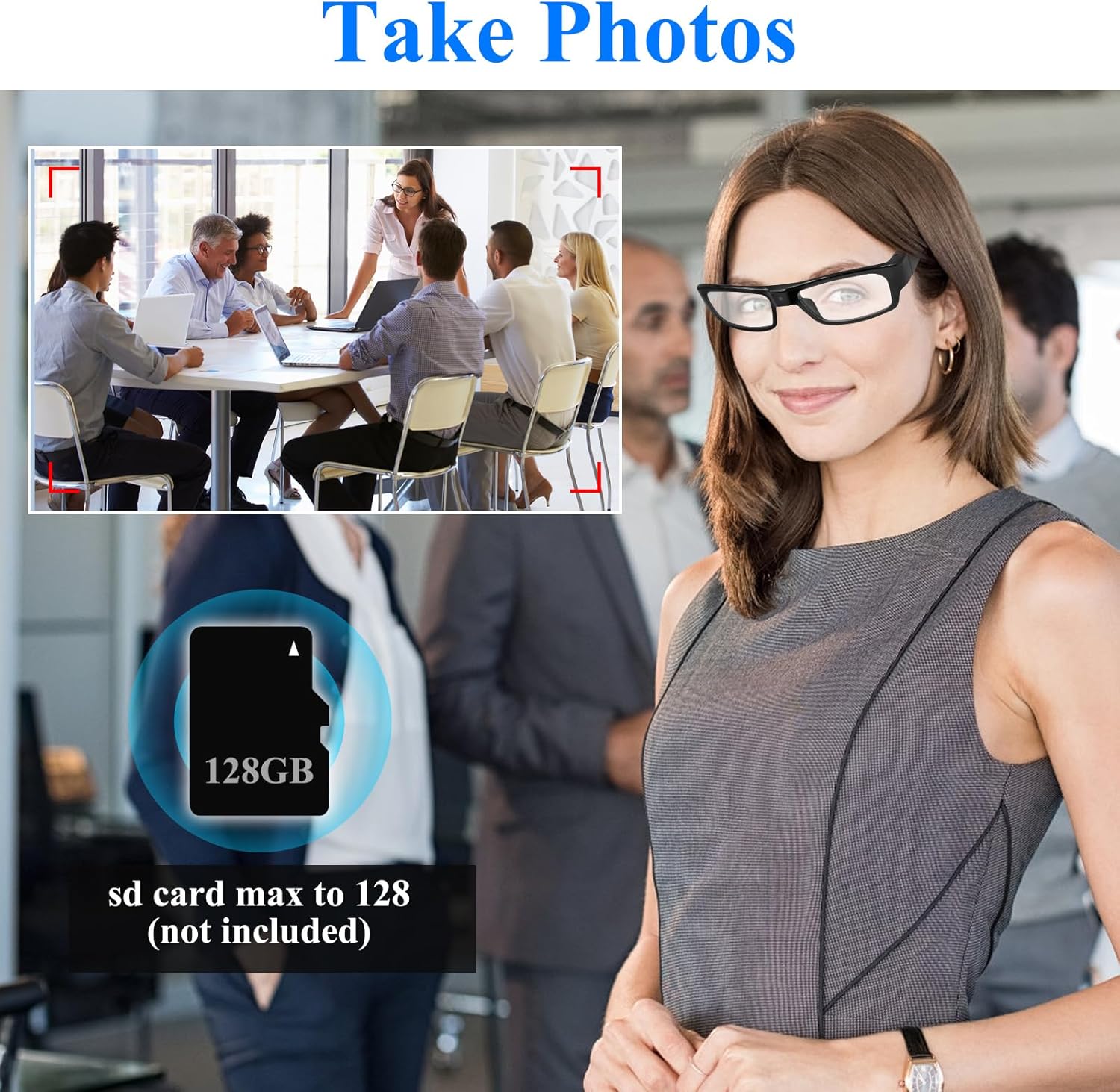 Camera Glasses Outdoor Sport Action Glasses Camera 1080P HD Video Glasses Smart Glasses Recording Motorcycle Riding Portable Wearable Eye Glasses for Driving, Cycling, Fishing, Hiking, Hunting