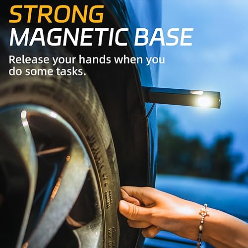 Miniatura 4 de lexall Linterna recargable, linterna LED portátil de 600 lúmenes, luz de tarea plana COB magnética con clip de bolsillo, 3 modos, luz de inspección