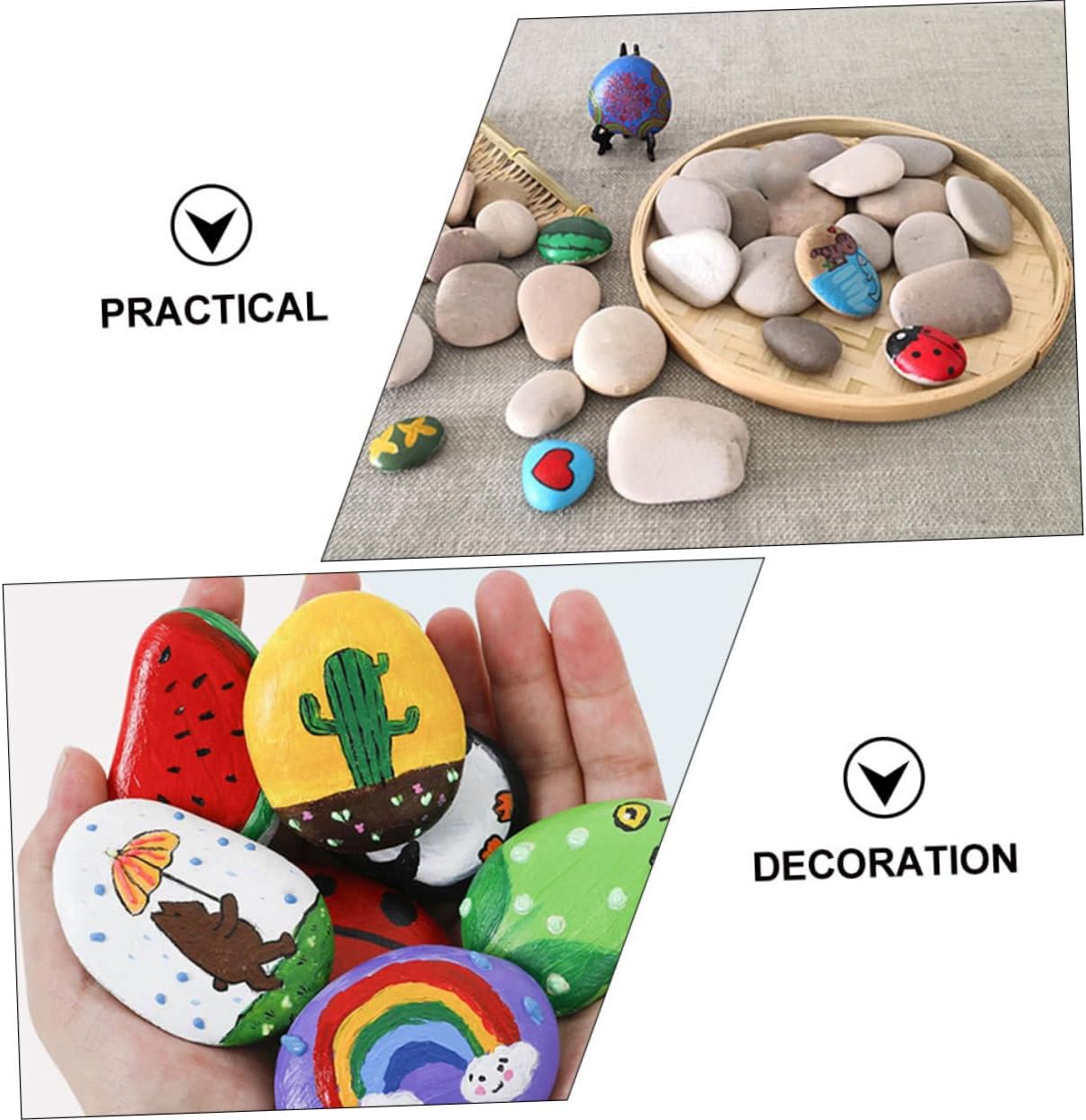 SUPVOX 8pcs DIY Painting Rocks Smooth Stones for Crafts to Paint Natural Craft