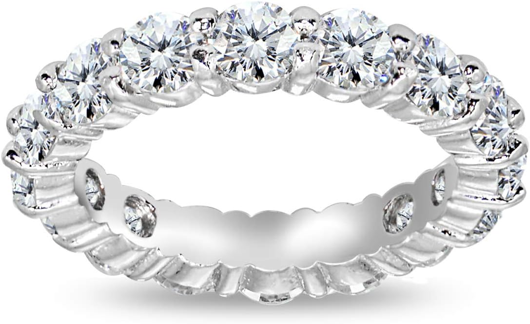 B. BRILLIANT Sterling Silver Cubic Zirconia Round-Cut Eternity Wedding Bands Rings Size 5-10 - Image 2