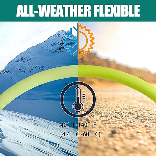 Miniatura 6 de Socpuro Manguera de jardín resistente de 58 pulgadas x 30 pies, manguera de agua flexible resistente a las torceduras con mango de agarre giratorio