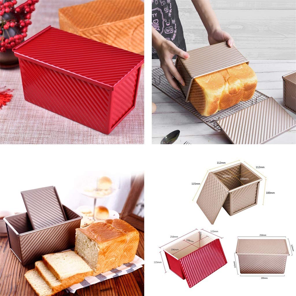 ZHANGXIAO Brotbackform, Mit Deckel Welligkeit Nicht Klebrig 450 G Teig Benutzt for Brot Kuchen Ofen Backen Werkzeug (Größe : B21.6×12.3×11.5cm)