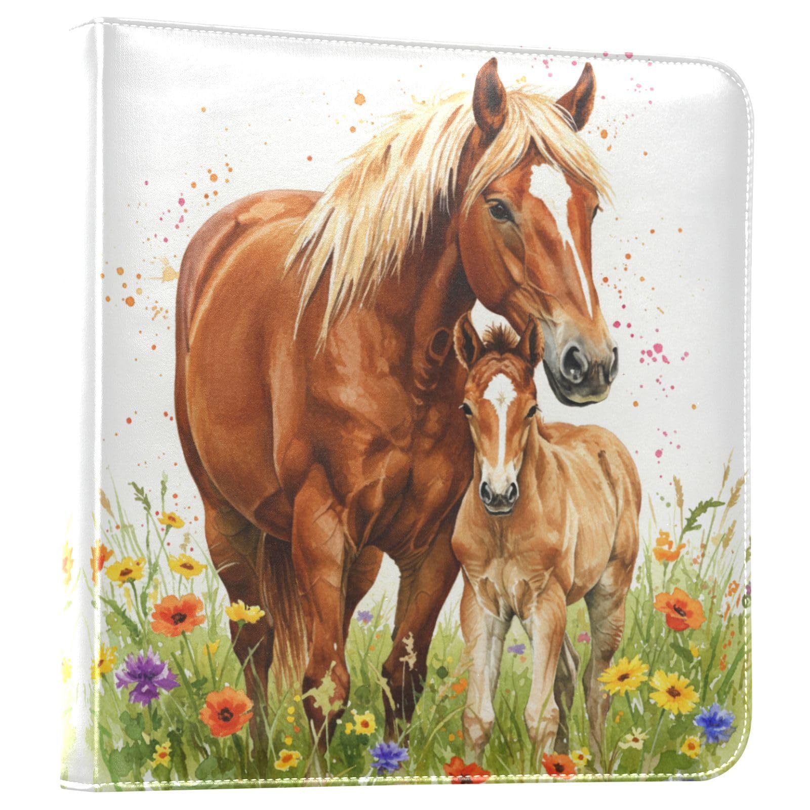JIPONI Álbum de fotos grande con diseño de caballo salvaje, cubierta de piel, álbumes de recortes para fotos de 4 x 6, 5 x 7, 6 x 8, libro de recuerdos autoadhesivo para bodas, bebés, familia
