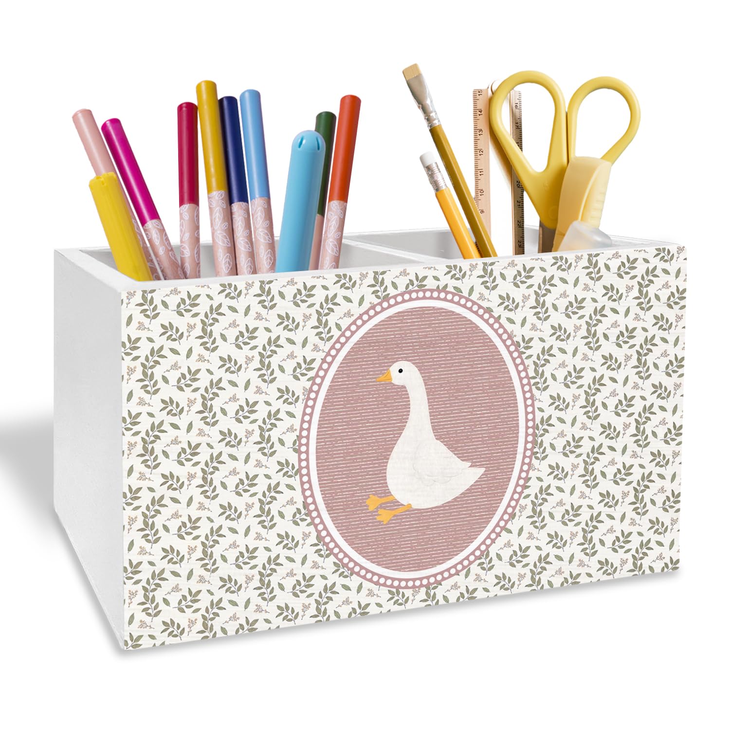 Pot à crayons en bois enfant cottagecore pour bureau et jeux