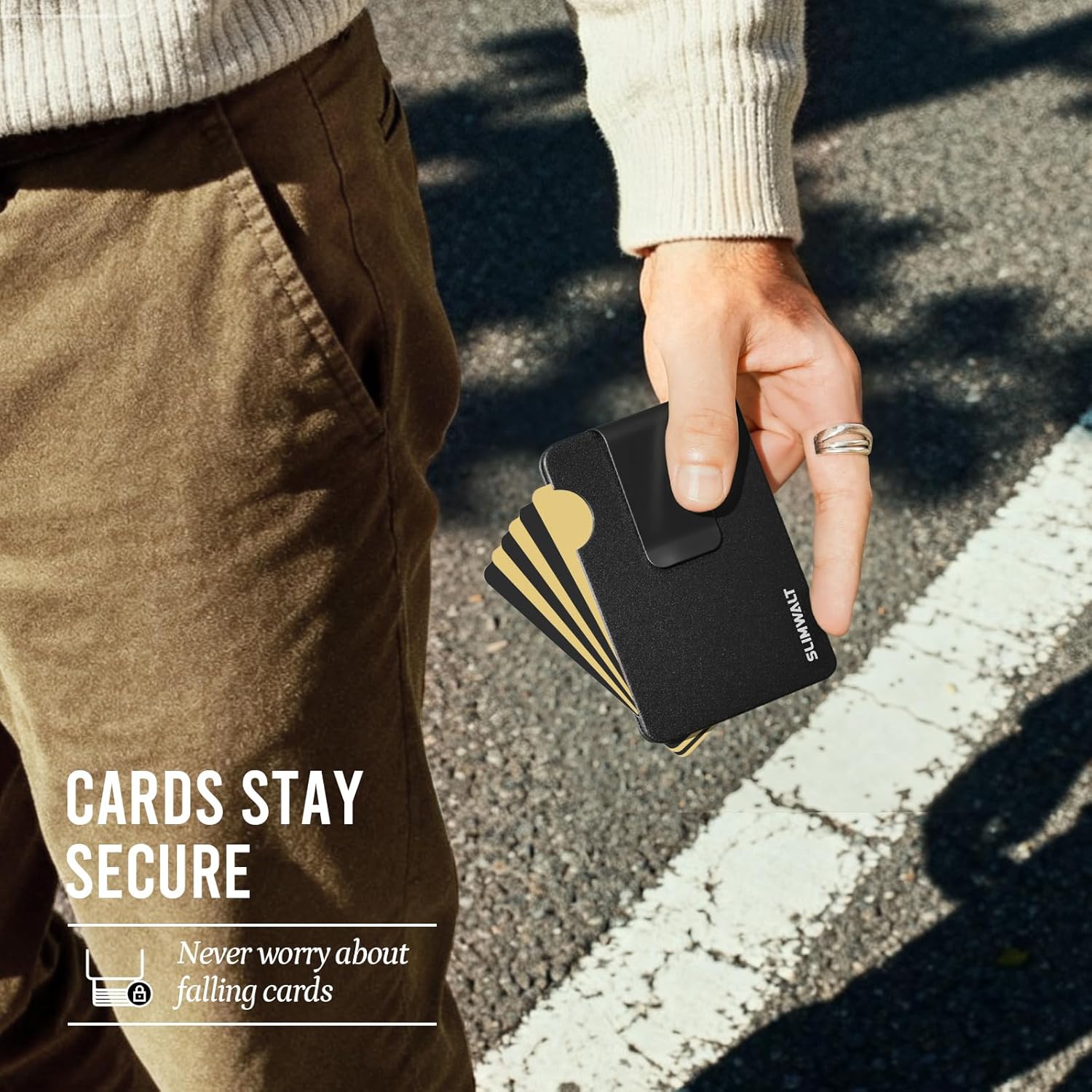 Fan-out Wallet for Men with ID Window and Money Clip - Minimalist Slim Cardfan Card Holder, Mens Wallet with RFID Blocking, Metal Pop Up Wallets Black, Gifts for Men - Image 7