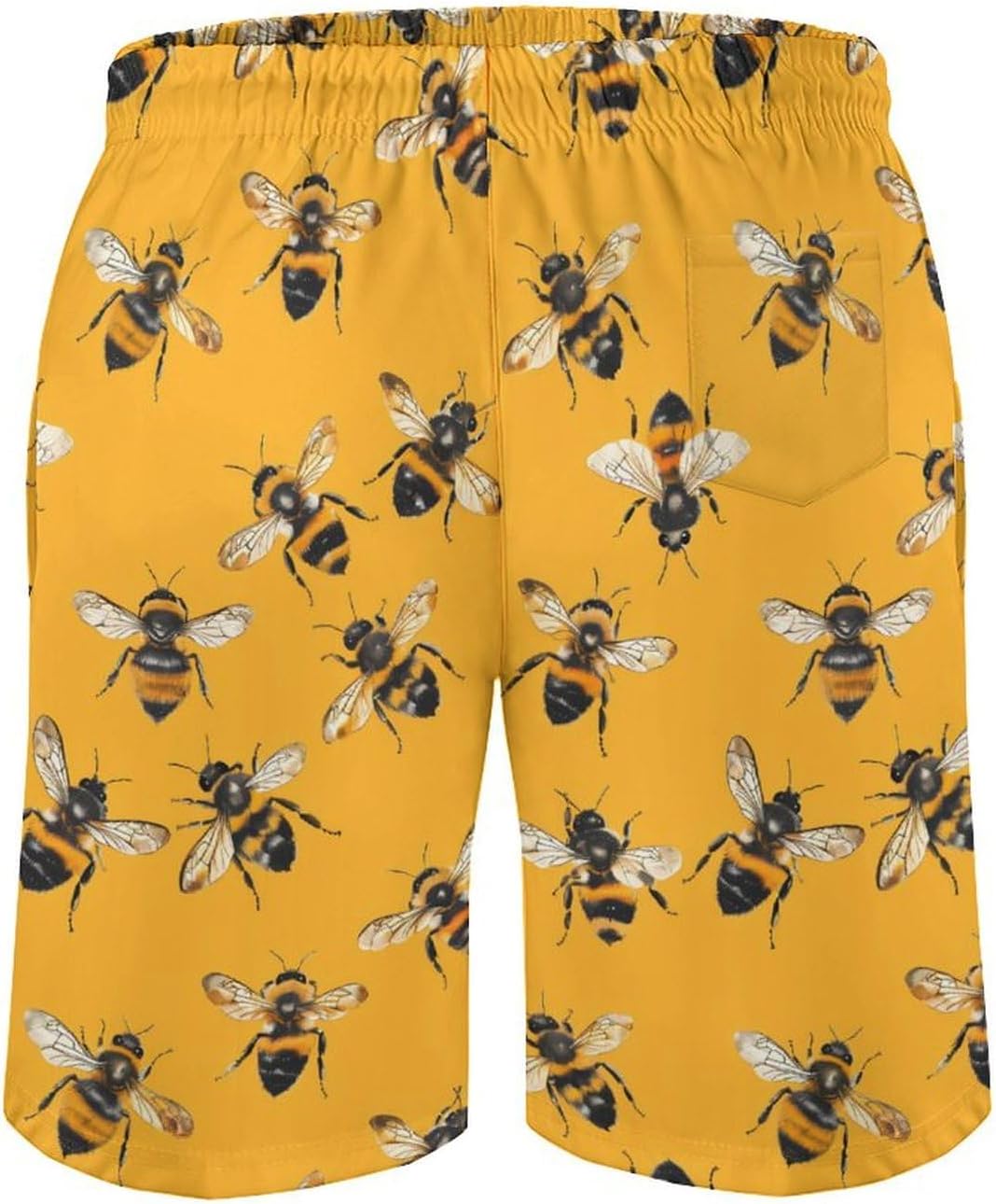 Cute Bees Casual Men's Swim Trunks Novelty Summer Beach Shorts Swimwear with Pocket