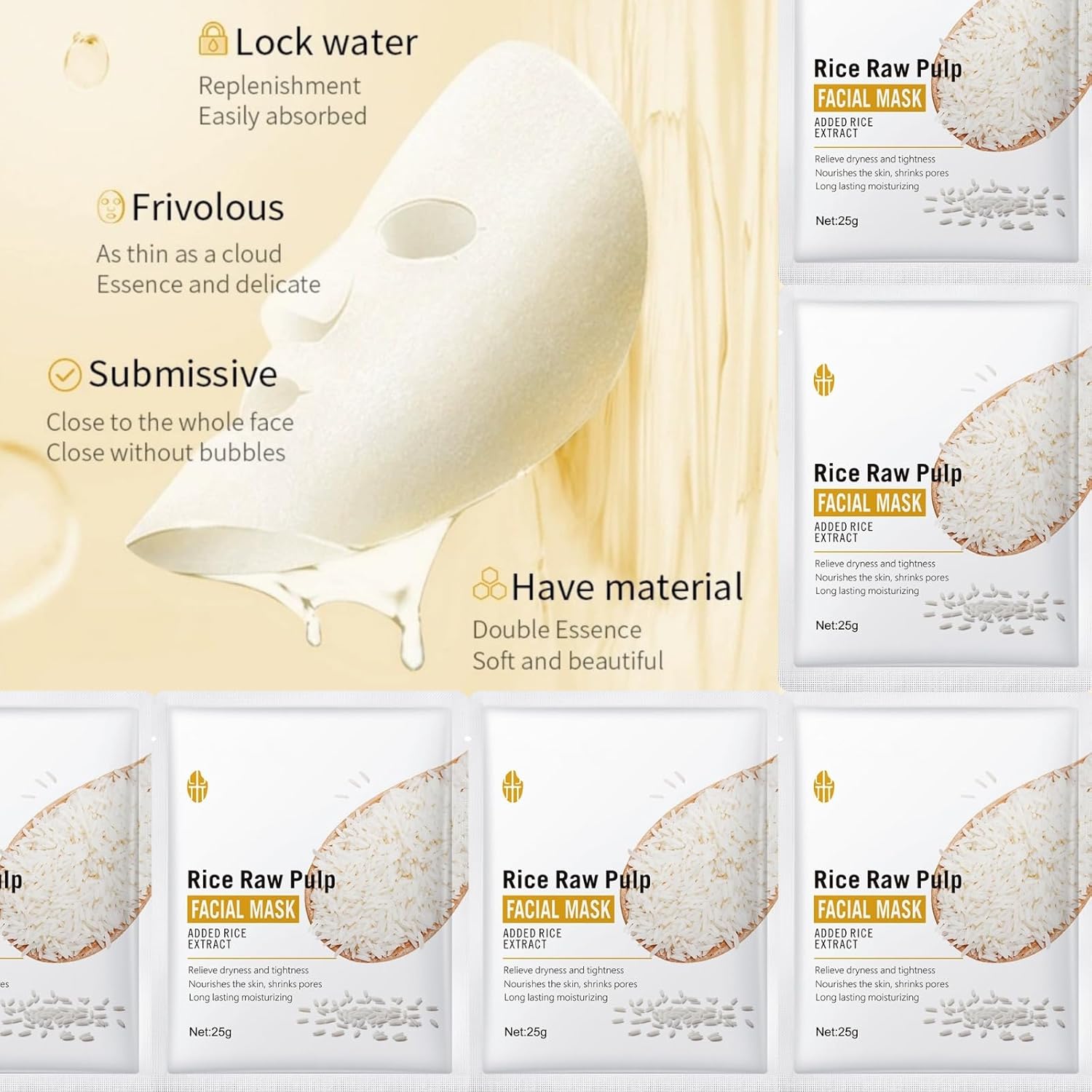 15 Pack Collagen Serum And Rice Face,hand & foot masks Skincare Set, Moisturize Dry Skin,sel-care gift for women,skincare spa set,1 Serum 6 Face 4 Hand 4 Foot Masks