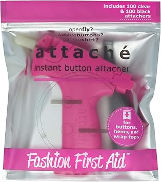 Fashion First Aid Attache Instant Button Attacher Tool Quick Stitch Sewing Gun No-Sew Fix for Buttons & Clothing Emergencies Easy Solution for Travel & Everyday Use 200 Fasteners Included