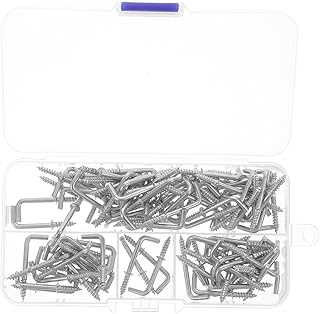 Cabilock Metal S Hooks 300 Pcs Right Angle Screw Hook Metal Screws l Hooks for Hanging self-Tapping Hook Small Hook Square Picture Frame Hooks