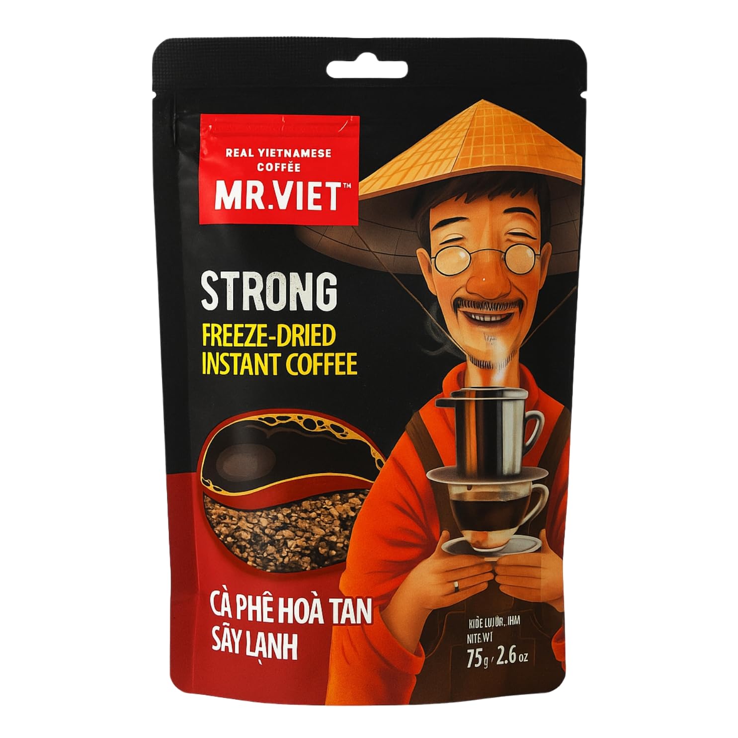 MR.VIET Finest Dark French Roast Strong Freeze Dried Instant Coffee Granules ...